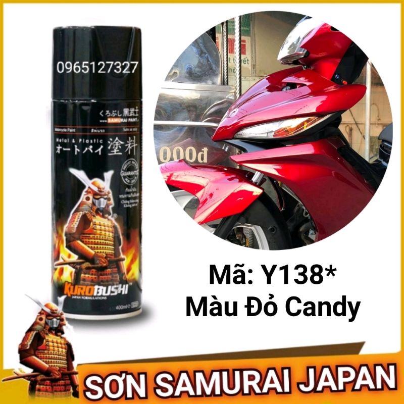 sơn xịt Samurai Japan màu đỏ candy. Mã Y138*