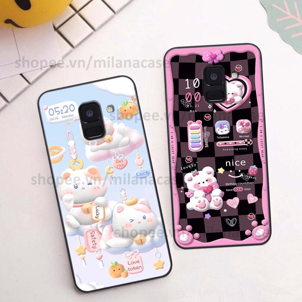 Ốp Samsung A8 2018 / A8 Plus / A8+ hình đồng hồ icon gấu mèo cute cực dễ thương ngộ nghĩnh