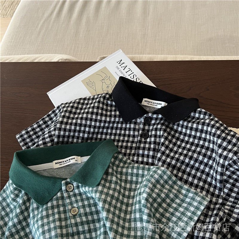 Áo Thun polo Ngắn Tay Họa Tiết Caro Thời Trang Mùa Hè Cho Bé Trai 2022