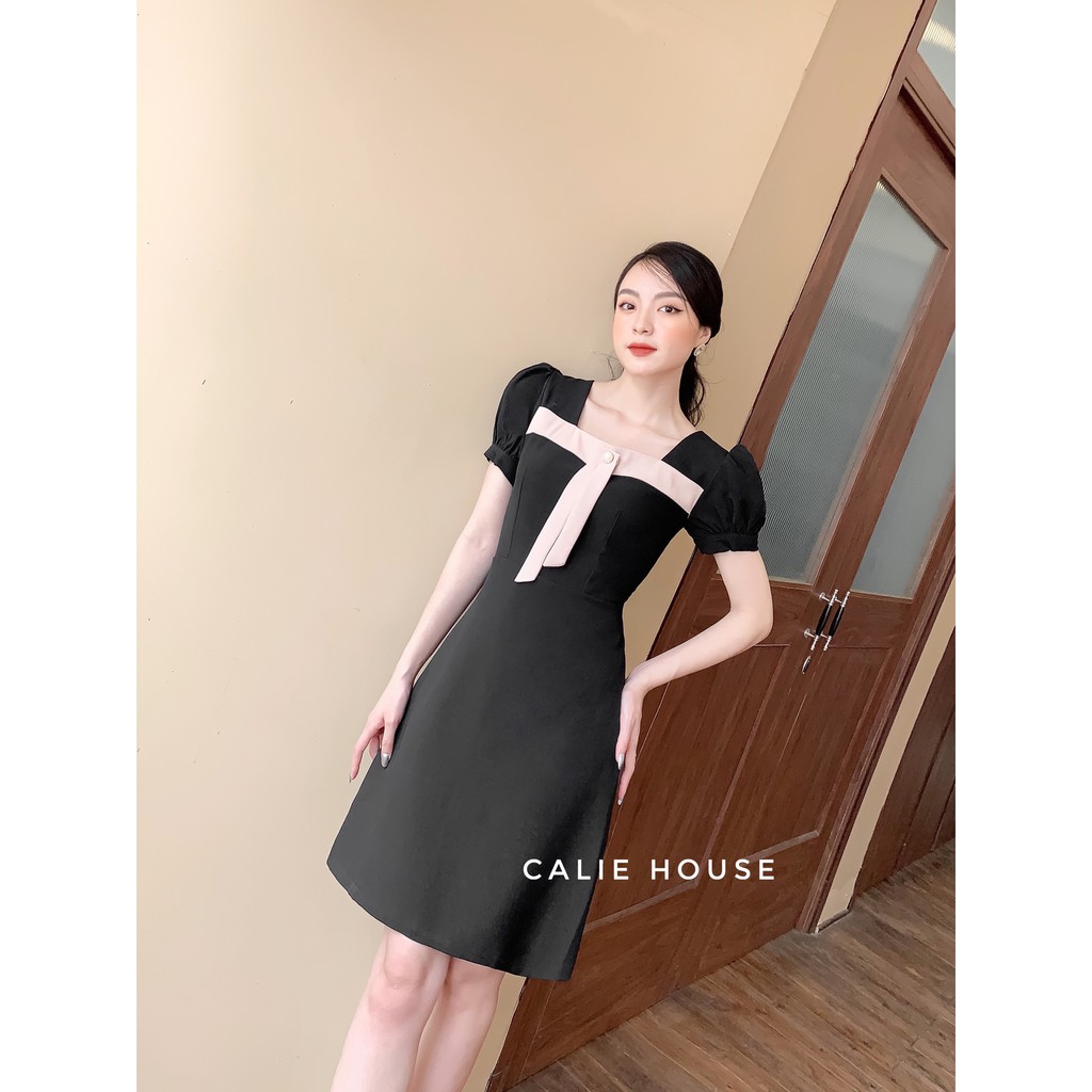 Váy 1 cúc ngang ngực thời trang công sở Calie House V280