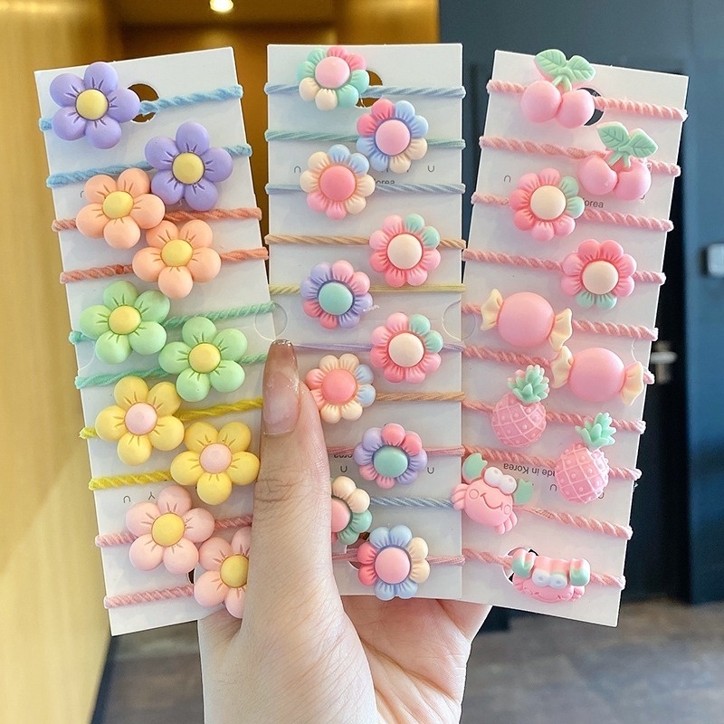 Bộ 10 Dây Buộc Tóc Cao Su Nhiều Màu Thời Trang Hàn Quốc Cho Nữ 50-100