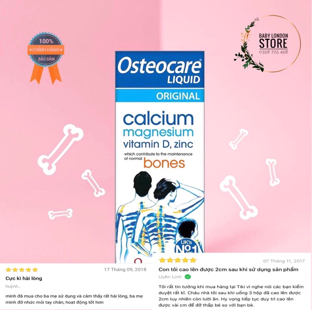 Canxi nước Osteocare Liquid bổ sung Canxi vitamin D và khoáng cho cả gia đình chai 200ml