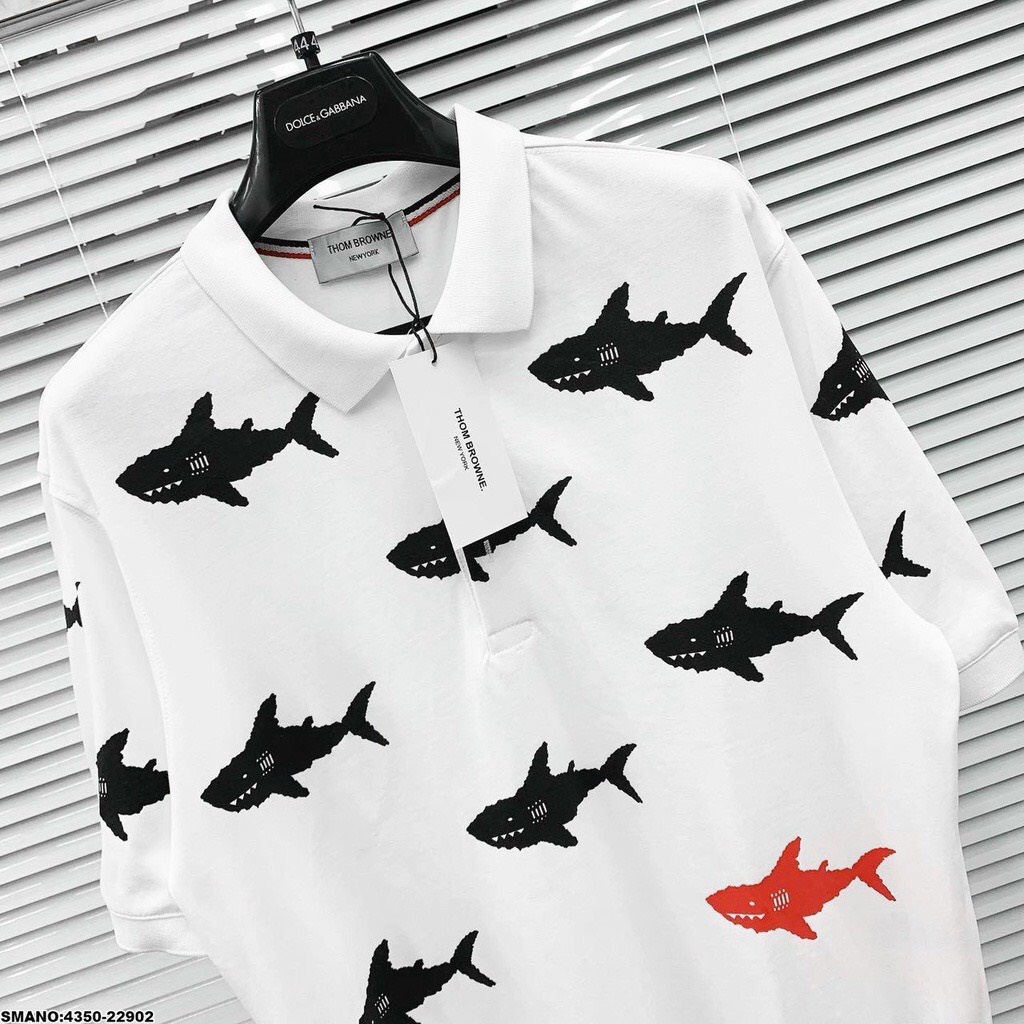 Áo Phông Polo Thom Browne Cá Mập Tay lỡ Phong Cách Thời Trang Unisex Trendding 2022