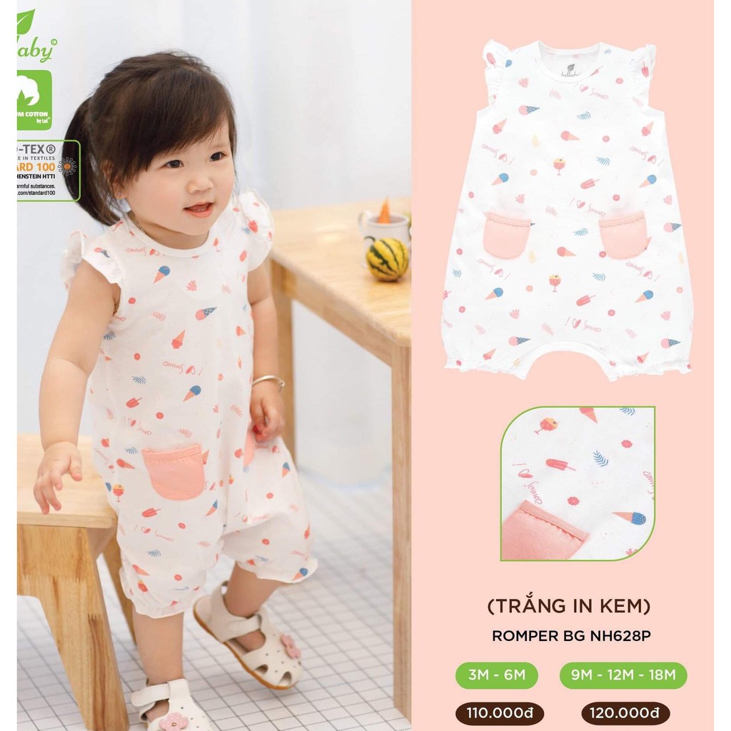 [Chính hãng]Body túi trước họa tiết bé gái chất cotton cao cấp an toàn cho bé Lullaby chính hãng