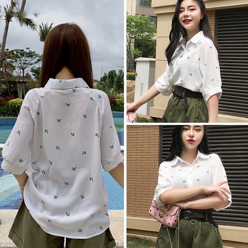[Baywellfashion]Áo kiểu tay dài phối nút hoạ tiết thêu phong cách Vintage cho phái nữ | BigBuy360 - bigbuy360.vn