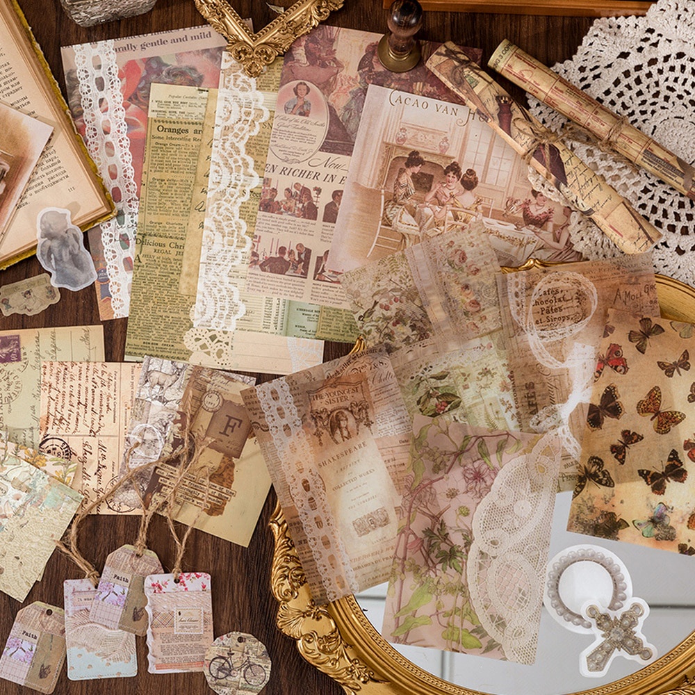 Set 30 Miếng Dán Trang Trí Sổ Tay Phong Cách Vintage