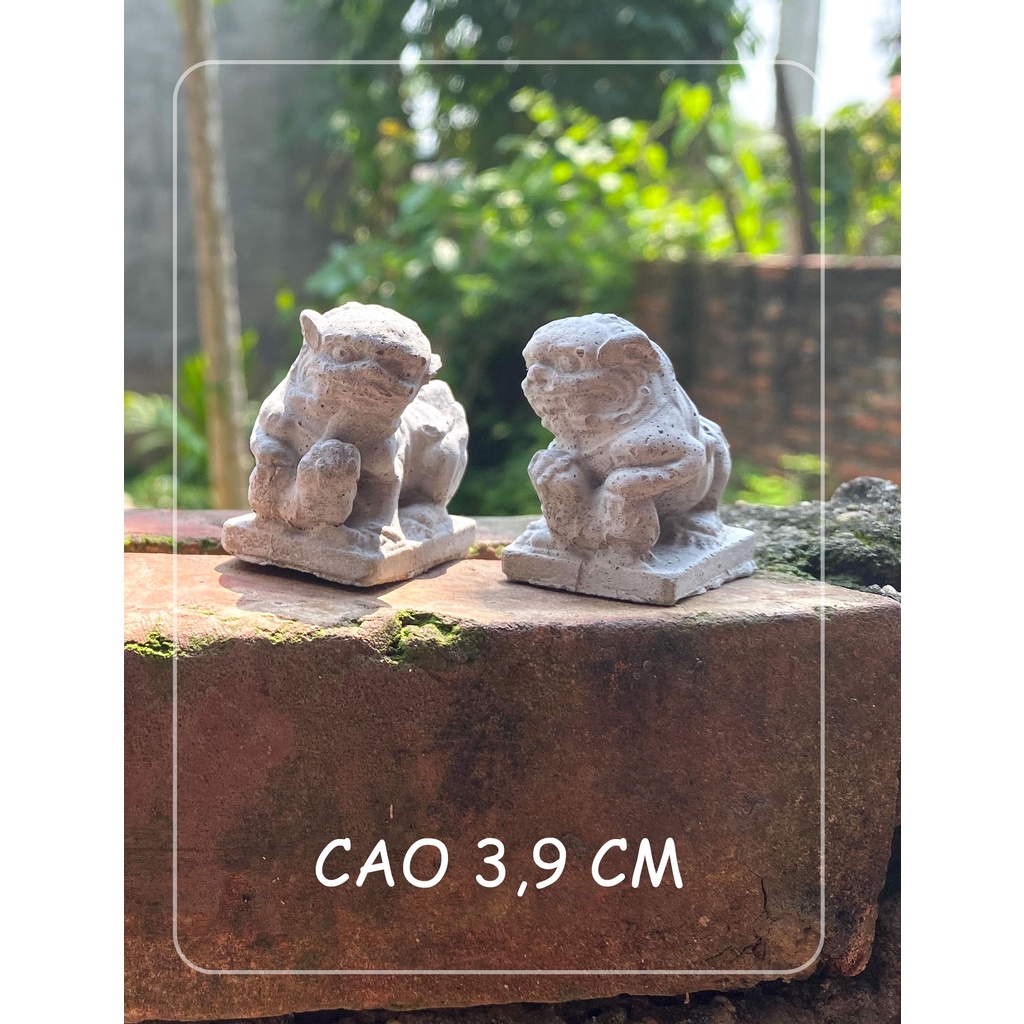 Mô hình cặp đôi sư tử xi măng trang trí tiểu cảnh, non bộ, thủy sinh, bán cạn, bể cá, chùa