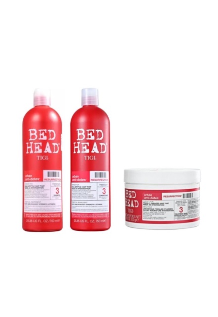 Cặp dầu gội xả Bed Head TIGI Đỏ dành cho tóc khô xơ cấp độ 3 phục hồi tóc hư tổn và dưỡng tóc mềm mượt hàng chính hãng
