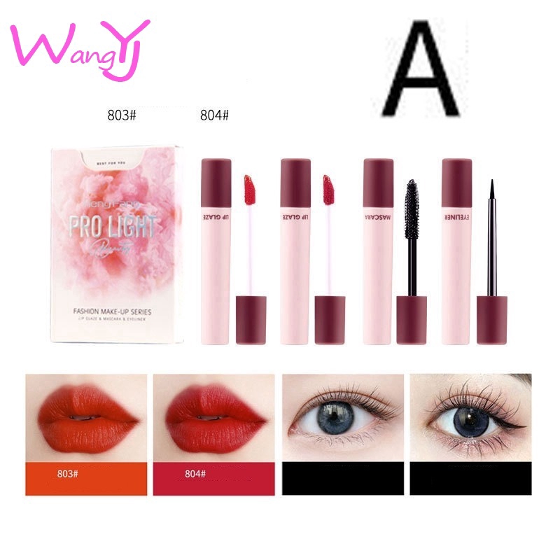 [Hàng mới về] Bộ sản phẩm 4 món son kem + mascara + bút kẻ mắt + bút kẻ chân mày dạng ống hình điếu thuốc | BigBuy360 - bigbuy360.vn