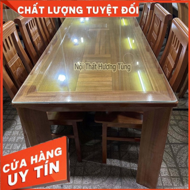 Bàn Ăn Gỗ Xoan Đào Kiểu Chân Vát - Nội Thất Hương Tùng - Cam Kết Giao Đúng Sản Phẩm. ( 6 Ghế )