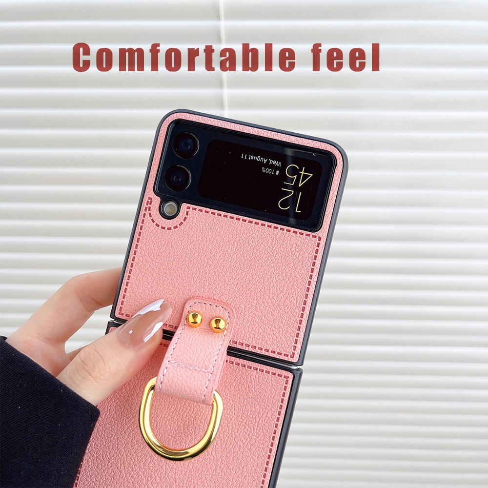 Bao Da Điện Thoại Samsung Z Flip 5 3 4 2 1 Fold 5 4 3 2  Dạng Ví Nắp Gập Sang Trọng Màu Trơn ChoGiá Đỡ
