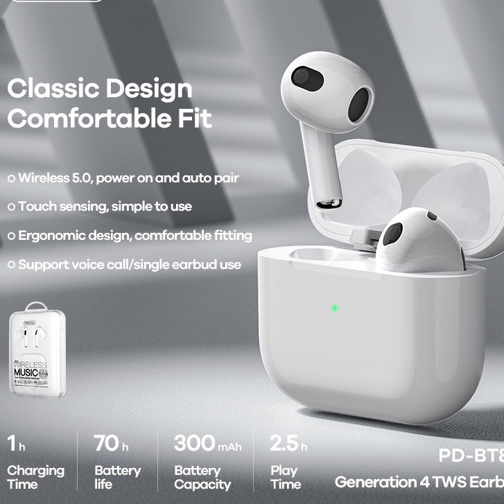 Tai nghe Bluetooth TWS Remax Proda PD BT888 Hỗ Trợ Sạc Không Dây V5.0 bản nâng cấp Remax Proda PD BT900