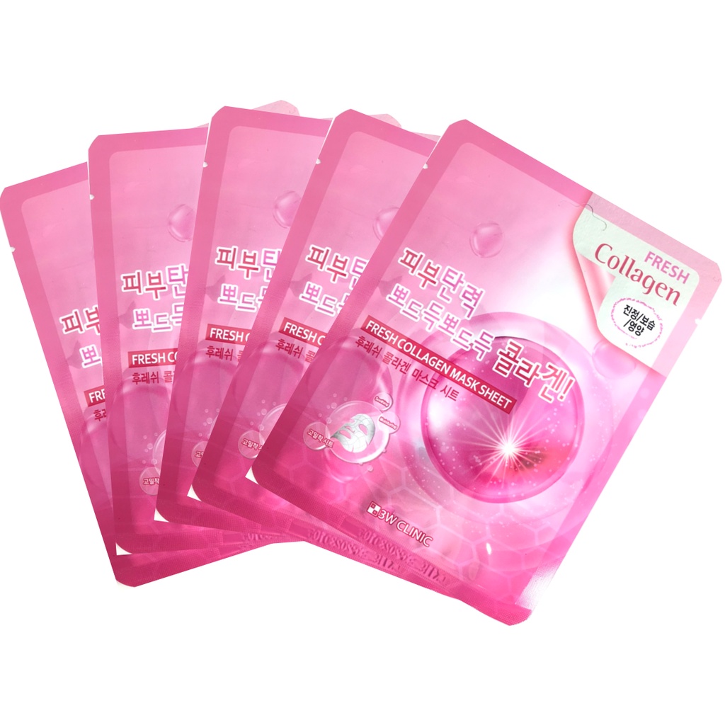 Combo 10 miếng mặt nạ collagen hàn quốc tăng đàn hồi làm da căng bóng  3W Clinic  Fresh Collagen Mask  Sheet 23g