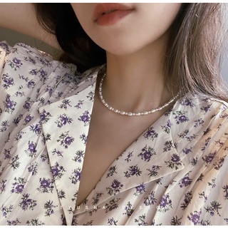 Vòng cổ trai phối kiểu hạt gạo size 6 li
