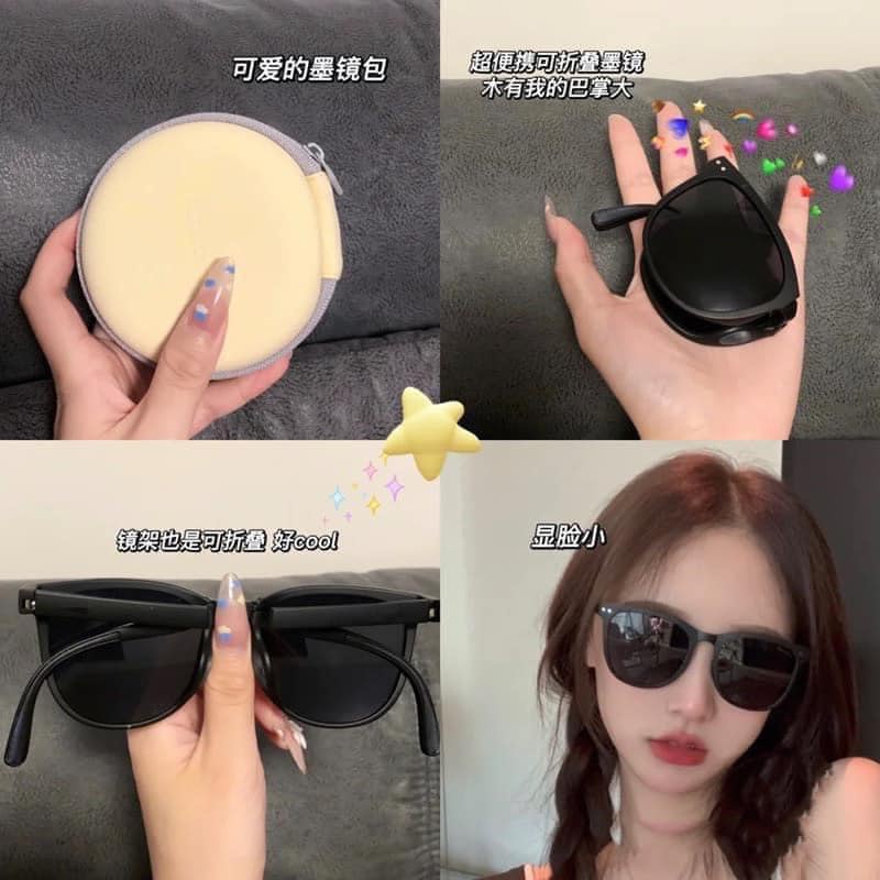 Kính mắt nữ gấp gọn chống chói chống tia UV kèm hộp da sang trọng full box