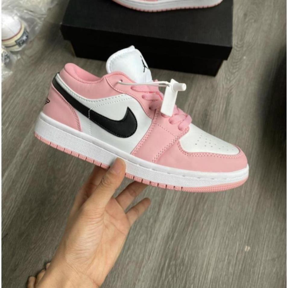Giày Jordan hồng cổ thấp nữ cực xinh, Sneaker nữ Jordan 1 low pink , giày bóng rổ JD1 bản đẹp full box bill