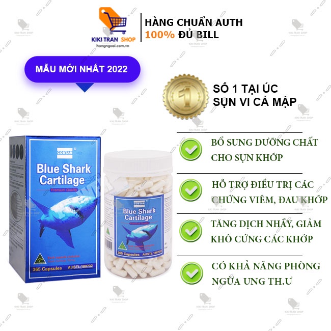 Viên uống sụn vi cá mập shark cartilage 750mg của Úc loại 365 viên, sụn cá mập xanh