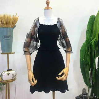 váy len xòe phối lưới siêu xinh