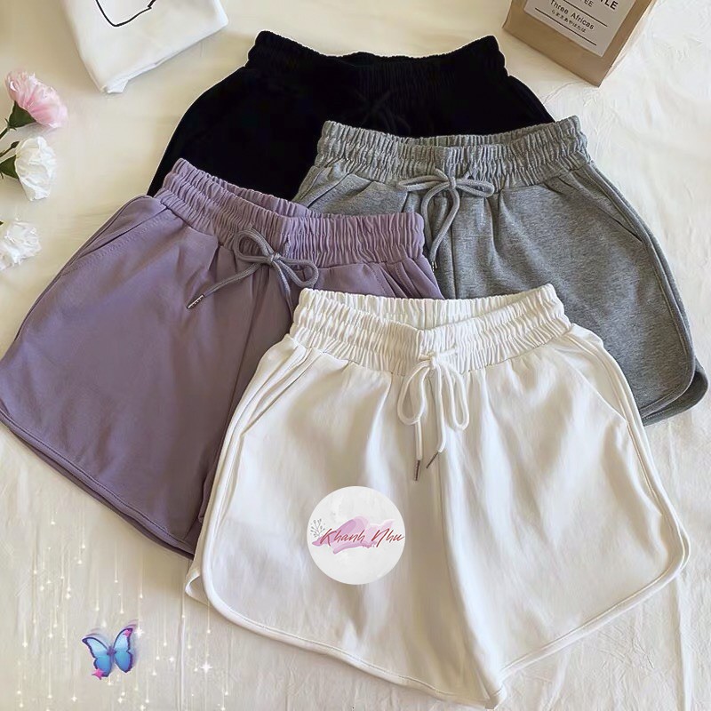 Quần Đùi Thể Thao Nữ, Quần đùi short nữ thun cotton 100% ,  Short Thun Ngắn Dáng Rộng Cạp Chun, Sooc Mặc Nhà