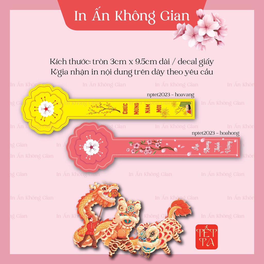 - 90 tem Tết dài niêm phong hủ bánh mứt - hộp quà tết - mẫu mới 2023 by khonggianinan