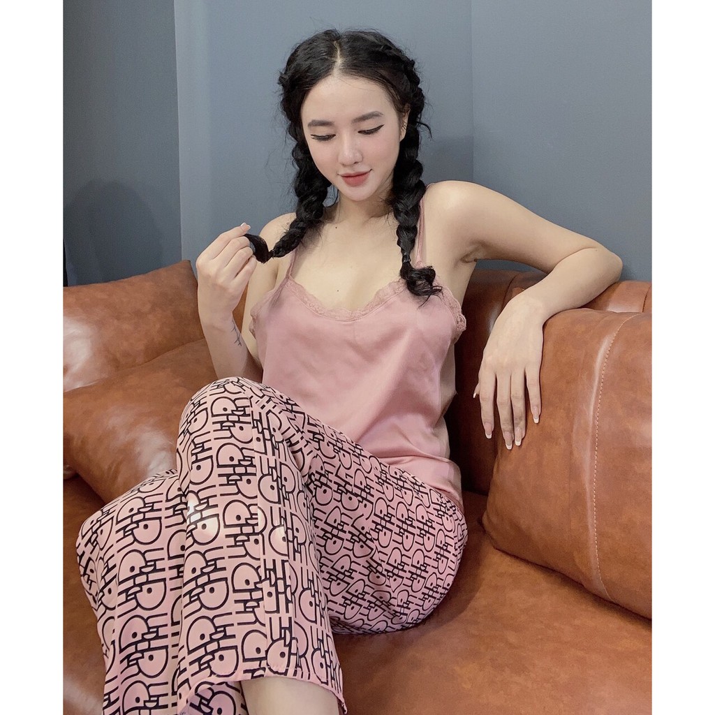 Đồ Ngủ Nữ 2 dây Sexy lụa satin - latin Siêu Mát ĐB101