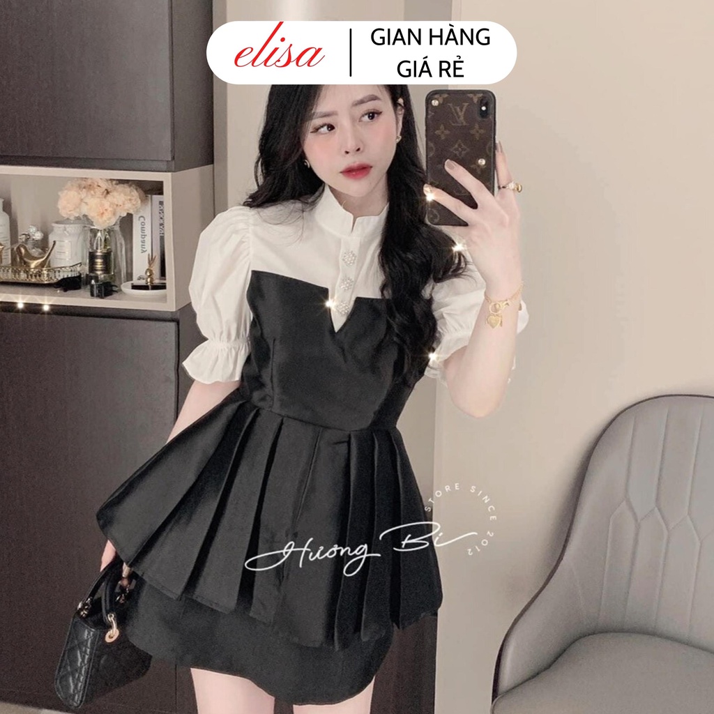 Áo sơ mi nữ mẫu mới tay bồng, Áo sơ mi kiểu xếp ly 2 màu phong cách cực đẹp M76