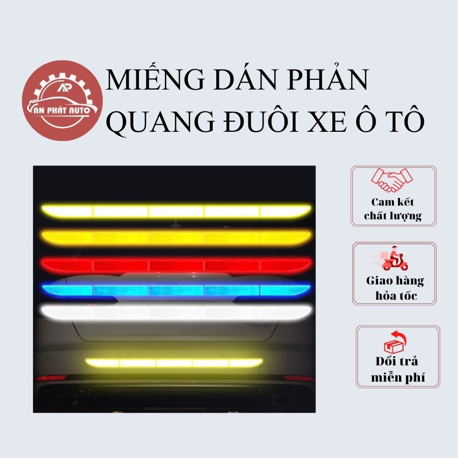 Miếng Dán/ Tem Decal Phản Quang Dán Đuôi Xe Ô Tô/ Xe Hơi - Sử Dụng Ban Đêm Cảnh Báo Va Chạm [Hàng Loại Tốt]