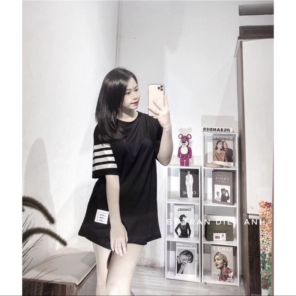 Áo phông thom nữ vạch tay viền ngang, Áo  polo nữ from rộng vạch tay kẻ sọc tay lỡ Chất Cotton Siêu Xinh | BigBuy360 - bigbuy360.vn