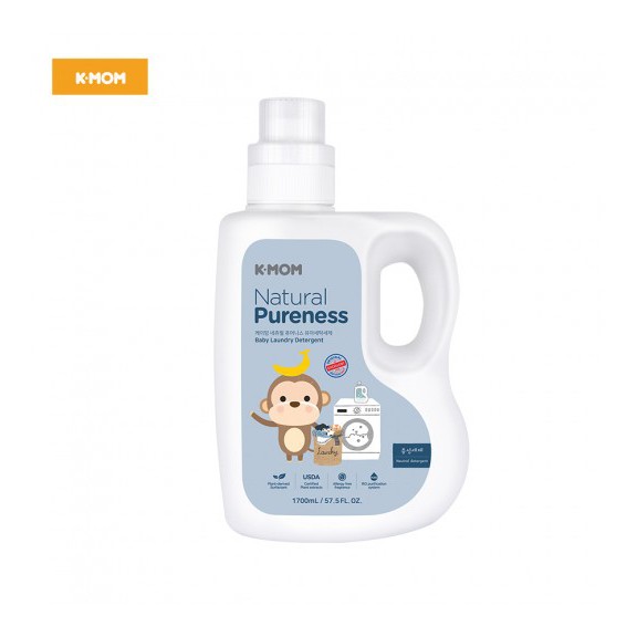 Nước giặt K-mom Hàn Quốc can 1700ml, nước giặt chiết xuất thảo mộc hữu cơ cho bé - Monnie Kids