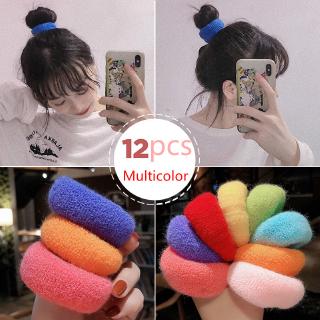 Bộ 12 dây buộc tóc co giãn phong cách Hàn Quốc xinh xắn thời trang cho nữ