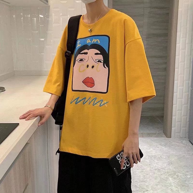 Áo Thun Tay Ngắn Dáng Rộng In Họa Tiết Hoạt Hình Phong Cách Hip Hop Đường Phố Hàn Quốc Thời Trang Cho Nam Và Nữ [M-8XL]