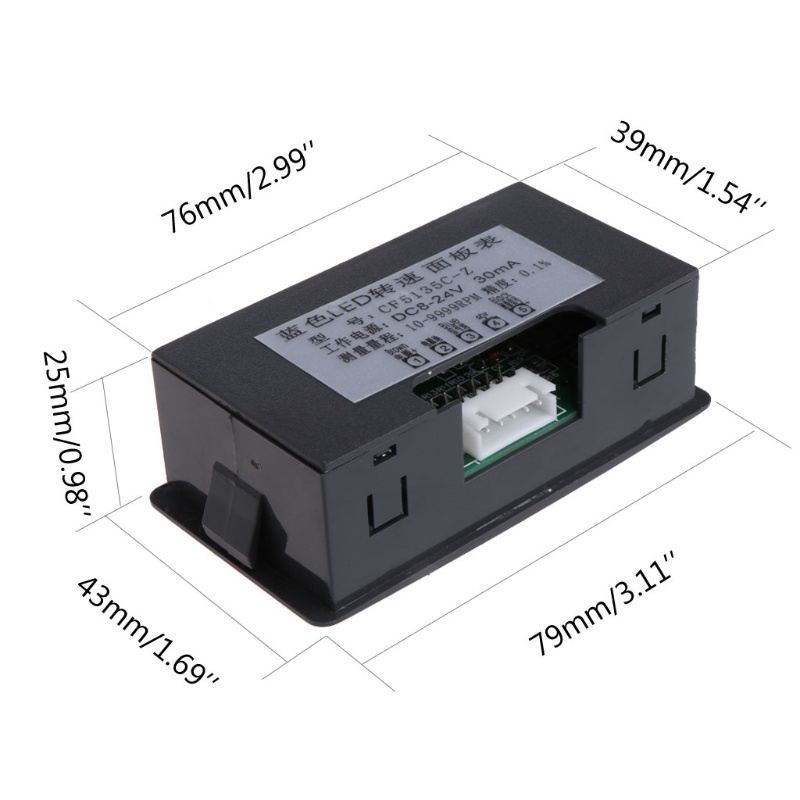 Đồng Hồ Đo Tốc Độ Fol 4 Số RPM LED Xanh + Công Tắc Cảm Biến NPN 12V 9999RPM