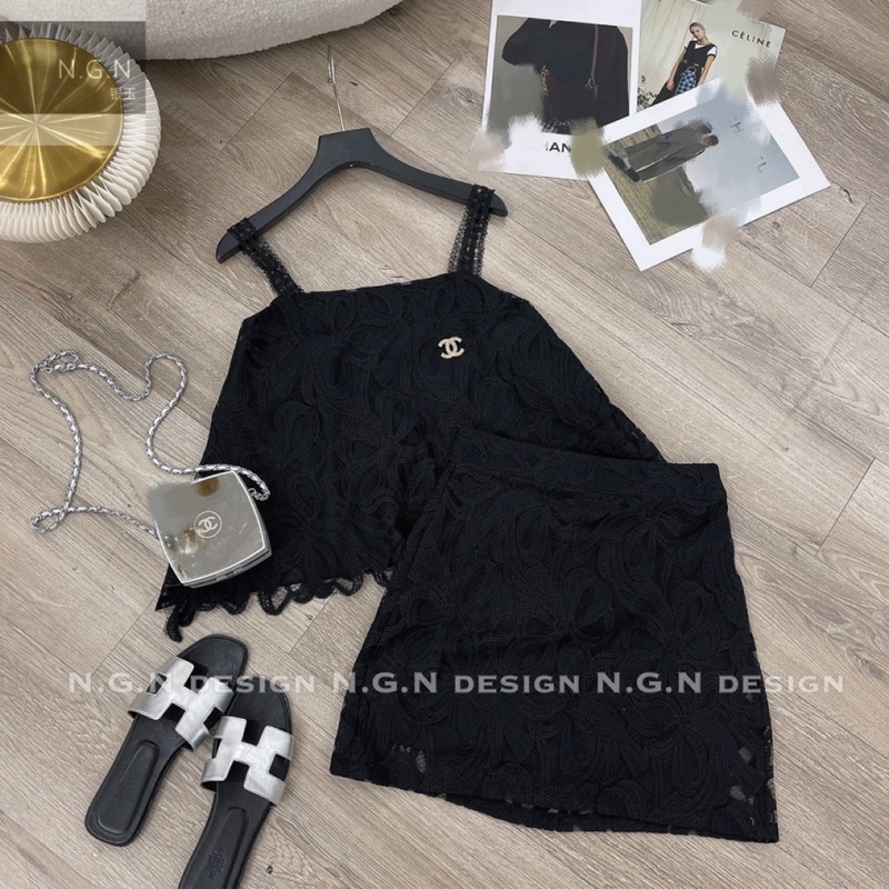 Sét ren hai dây kèm chân váy