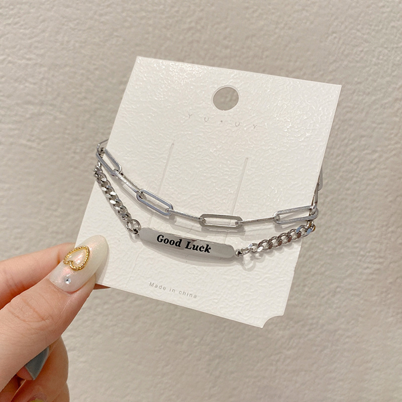 Vòng đeo tay MANYUE mặt khắc chữ cái phong cách Hàn Quốc trẻ trung thời trang