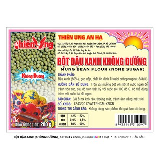 BỘT SỮA ĐẬU XANH KHÔNG ĐƯỜNG 200GRAM