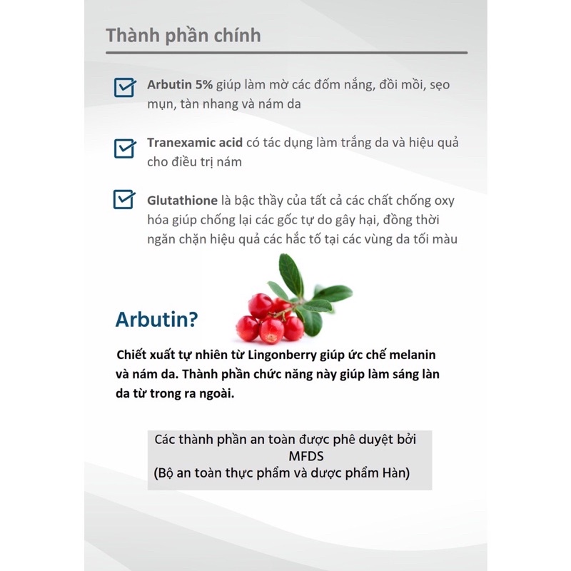 Kem sáng da, mờ thâm nám với hoạt chất Arbutin, Tranexamic, Glutathione - GLUTANEX Spot Cream