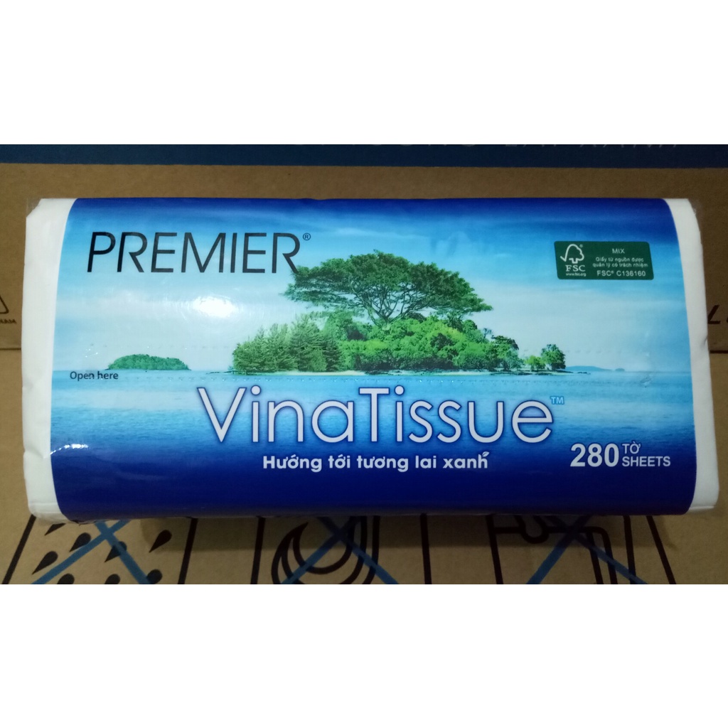 Khăn giấy lụa rút PREMIER VinaTissue 2 lớp gói 280 tờ
