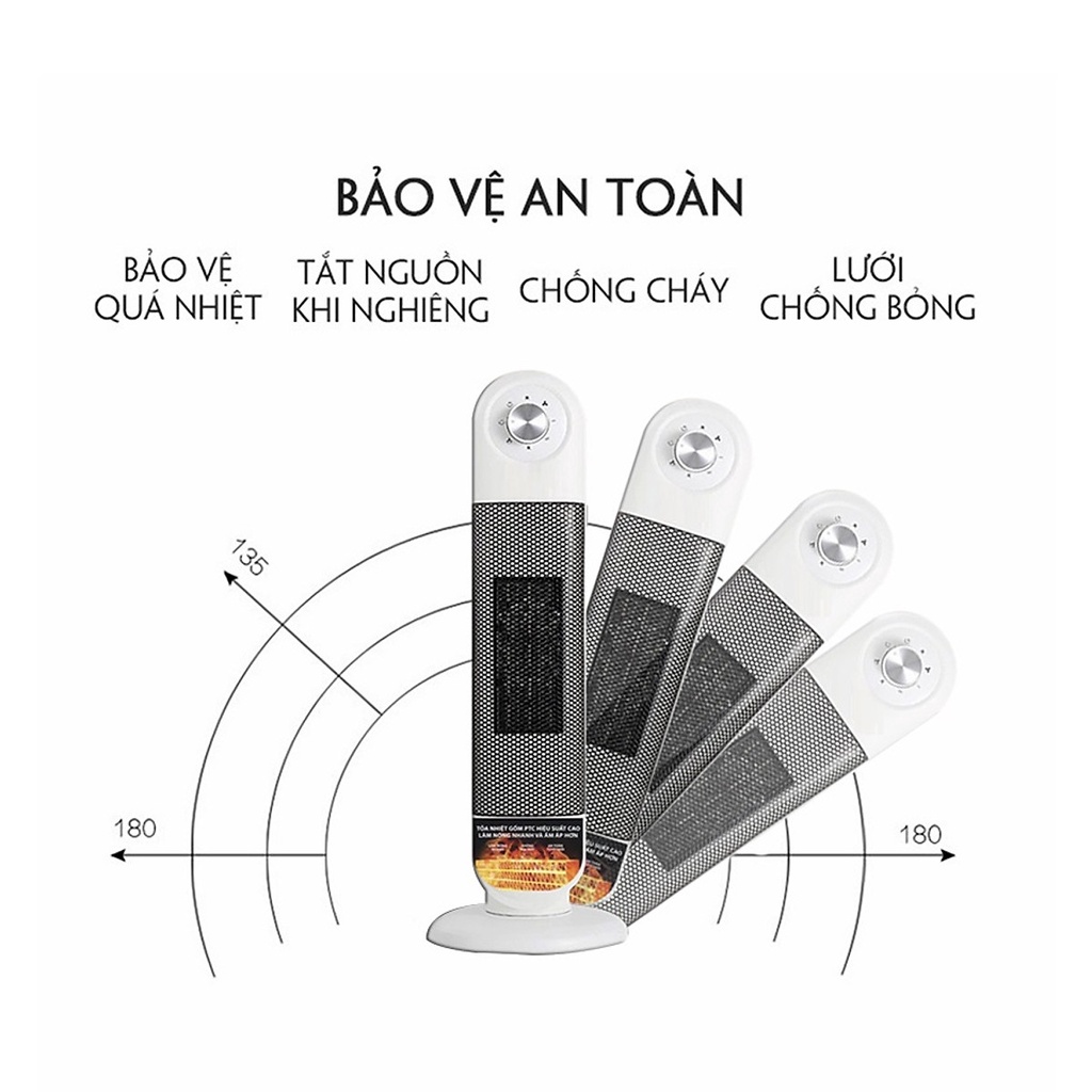 Quạt sưởi gốm, Máy sưởi gốm PTC Yasuky tốt cho bé không sử dụng đèn không khô da YK-380, Hàng Chính Hãng