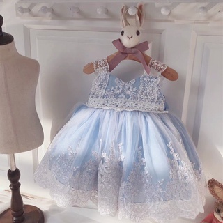 Children's summer Spanish sleeveless puff dress baby girl princess dress birthday dress Western style lace dress