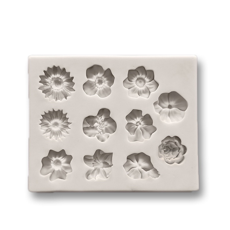 khuôn silicon 11 hoa nhí hàng đẹp trang trí bánh