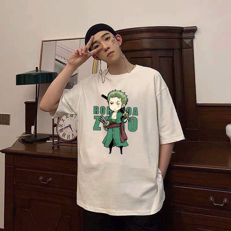 Áo phông ZORO GREEN form rộng tay lửng nam nữ unisex full size màu trắng basic tee phông oversize