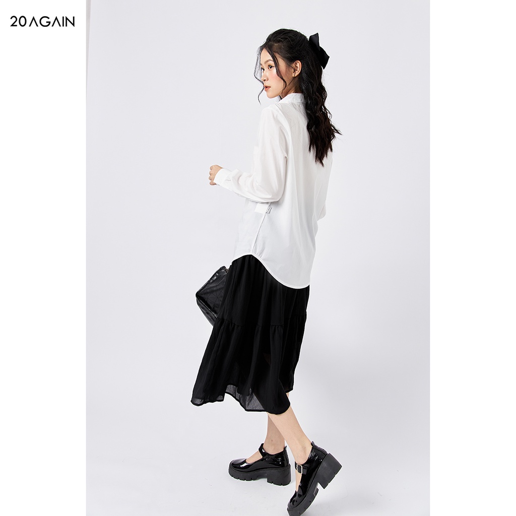 Áo sơ mi nữ đẹp 20AGAIN Sơ mi nữ dài tay basic chất liệu thô cao cấp, hoạ tiết trơn ASW1134 | BigBuy360 - bigbuy360.vn