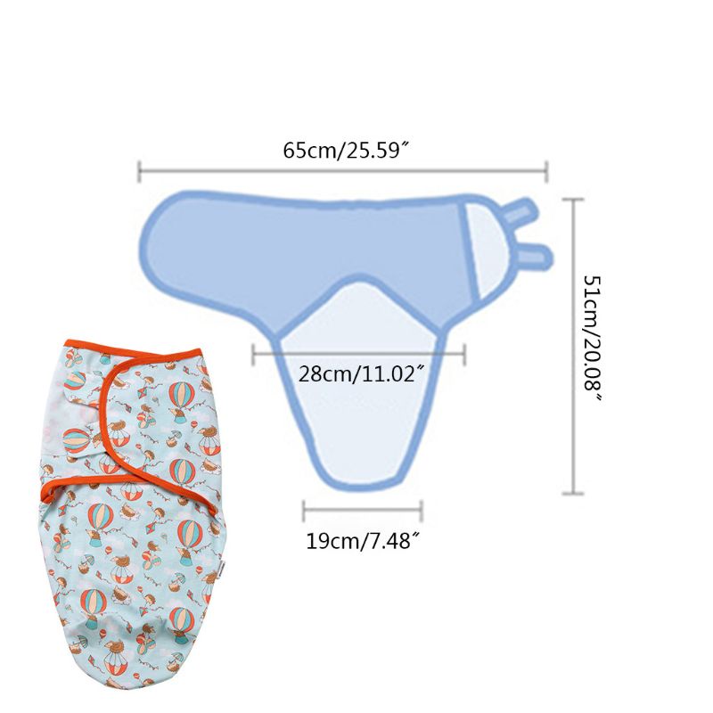Bộ 2 Chăn Quấn Em Bé Từ 0-2 Tháng Tuổi Chất Liệu Cotton Mềm Mại Hình Kén Dễ Thương