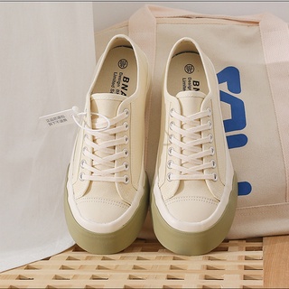 Giày thể thao nữ cổ thấp cột dây bánh mì ulzzang Hàn Quốc đế bằng đen trắng giá rẻ size từ 36 tới 39 VAPIDA MS06
