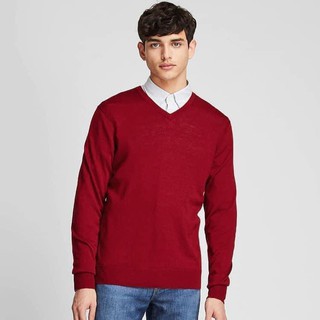 Áo len Merino nam cổ tim Uniqlo Nhật