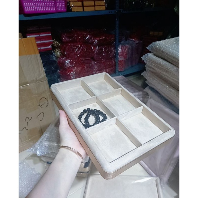 Khay Đựng Trang Sức Viền Bo Mạ Vàng Cao Cấp Hàng Loại 1 Chính Hãng