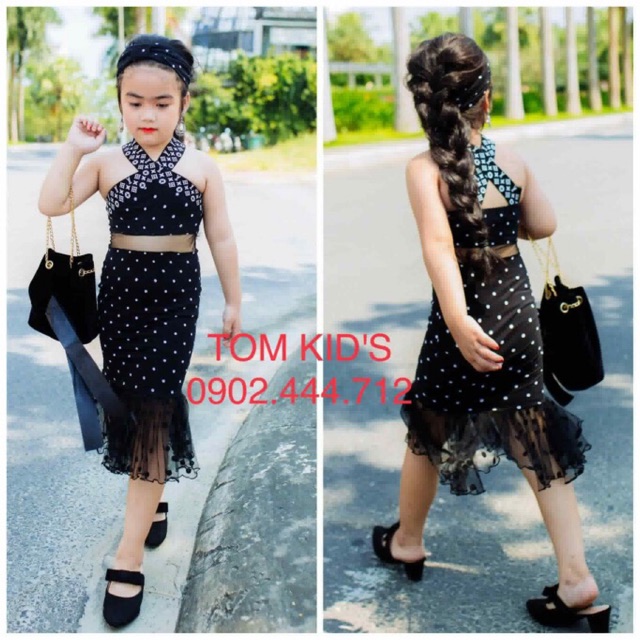Đầm thiết kế body đuôi cá bi phối lưới eo