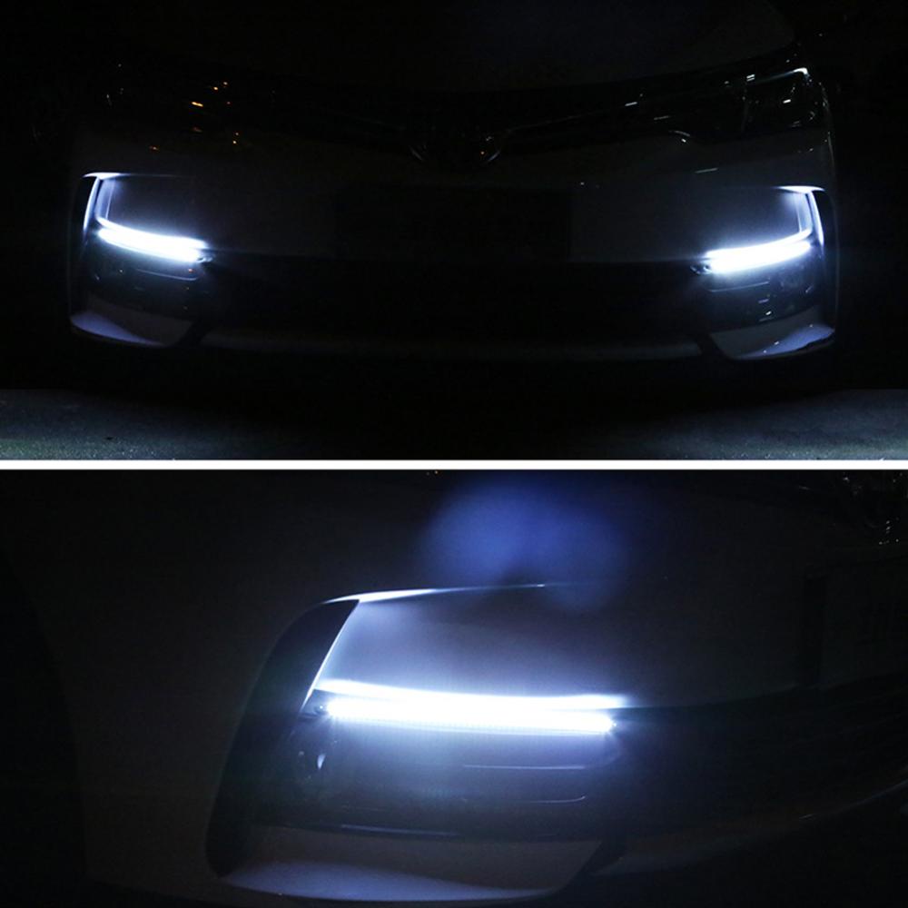 2PCS Đèn LED xe hơi phổ thông Ban ngày Đèn chiếu sáng DRL Đèn báo rẽ Tín hiệu tuần tự Ánh sáng ban ngày được sửa đổi Tự động 12V