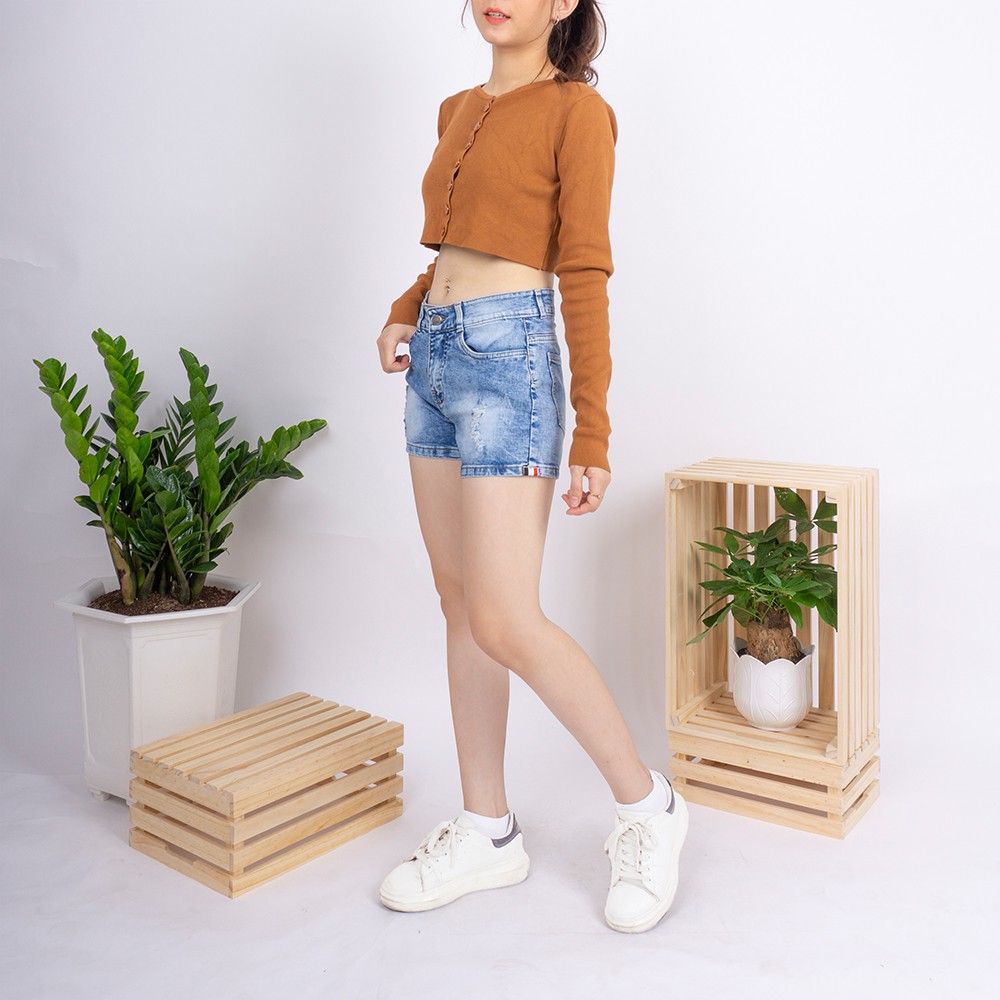 [Mã FAMALLT5 giảm 15% đơn 150K] Quần short jean nữ Ulzzang GENZ màu trơn ống suông co giãn ZWJ008 | WebRaoVat - webraovat.net.vn