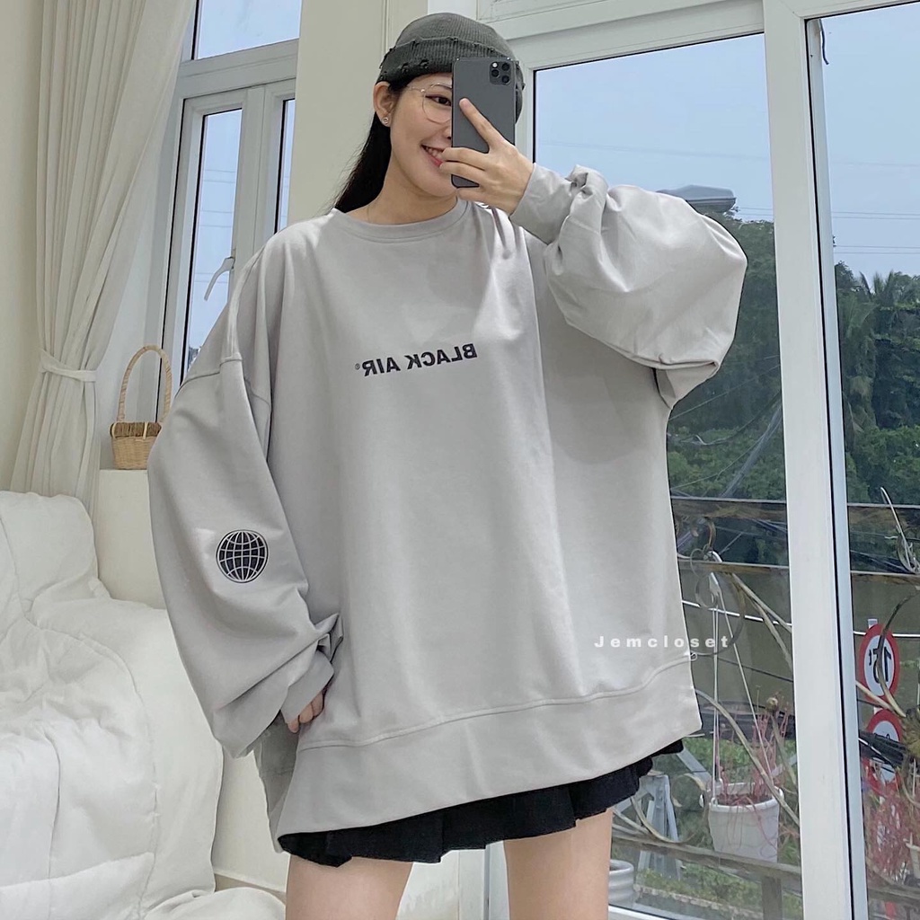 Áo Sweater Nữ Tay Phồng Basic Áo Nỉ Da Cá Nữ Form Rộng BLACKAIR Phong Cách Hàn Quốc 5 Màu Hồng Nâu Đen Trắng Xám 1861